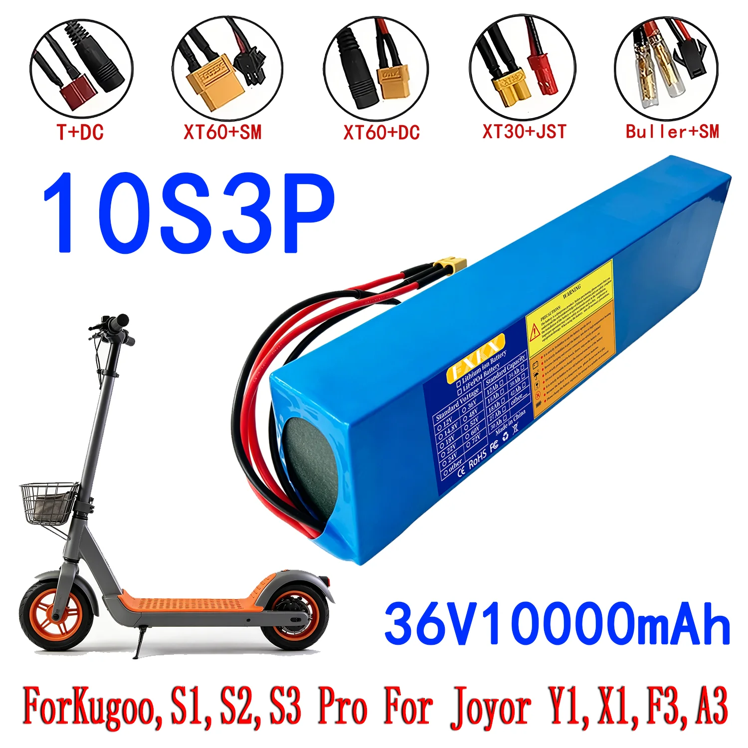 

2026 Upgrade 36V 10000mAh 10S3P 36v Electric Scooter Battery Pack 36v Battery Scooter 18650 Lithium M365 Electric Scooter