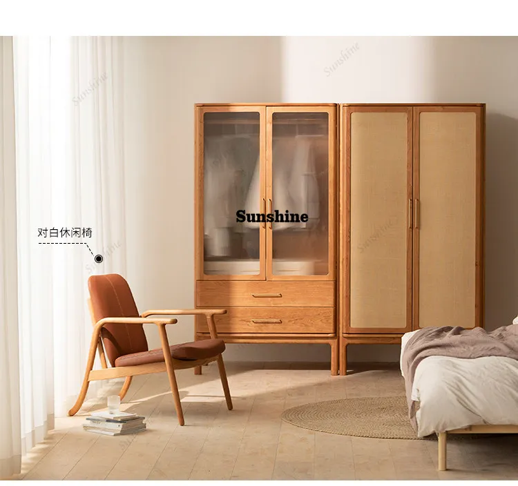 | Solid wood assembly large wardrobe home bedroom simple wardrobe, storage, modern