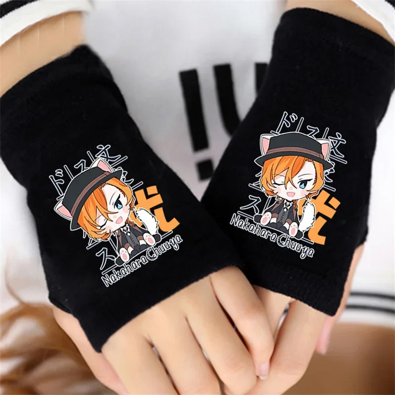 

Cosplay Wrist Gloves Dazai Osamu Nakahara Chuuya Half Finger Mitten Ryunosuke Akutagawa Atsushi Edogawa Rampo Costume Prop Gift