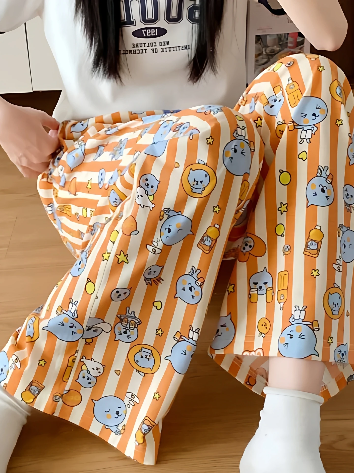 Pure Cotton Sleepwear Women's Cool Air Conditioning Long Pants Home Comfortable Walking Pants Spring Season Cartoon Pattern