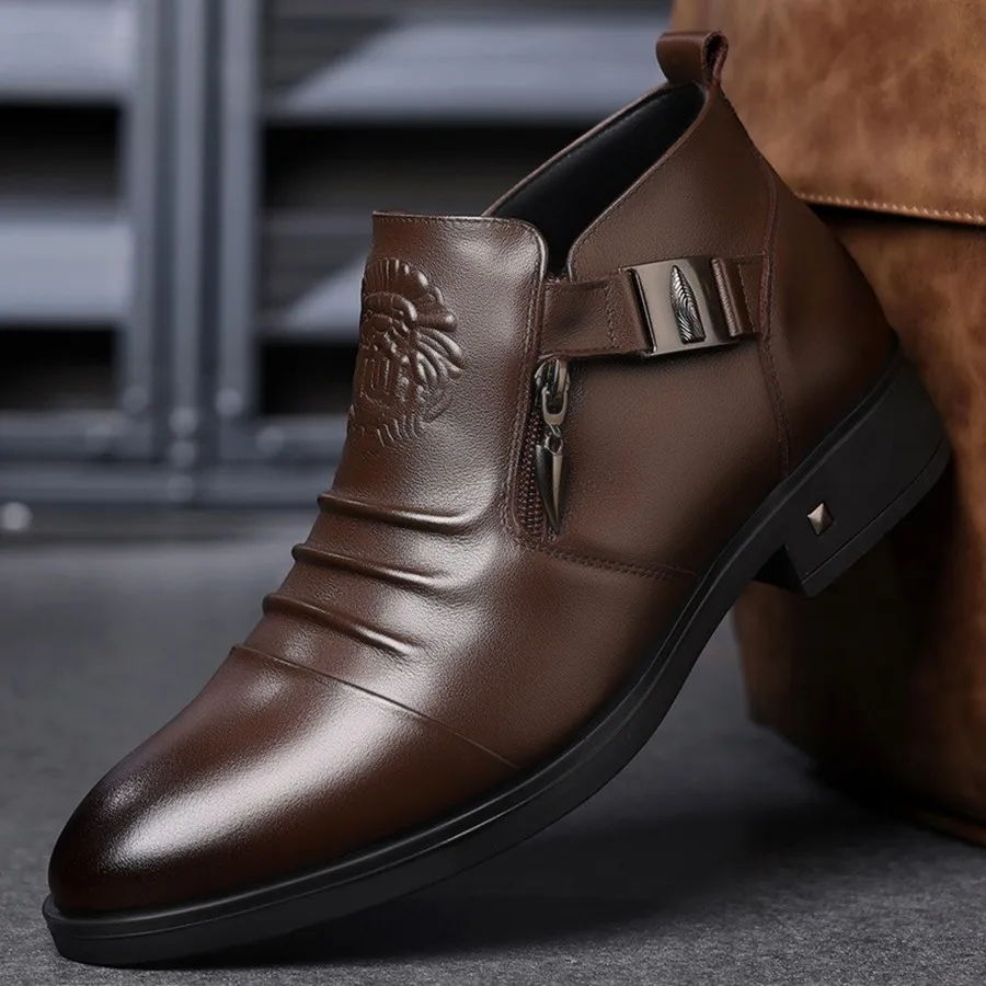 Herren Chelsea Boots in Übergröße, mit seitlichem Reißverschluss, runder Zehenpartie, lässige Stiefeletten für den Alltag und Winteranlässe – Detail 2