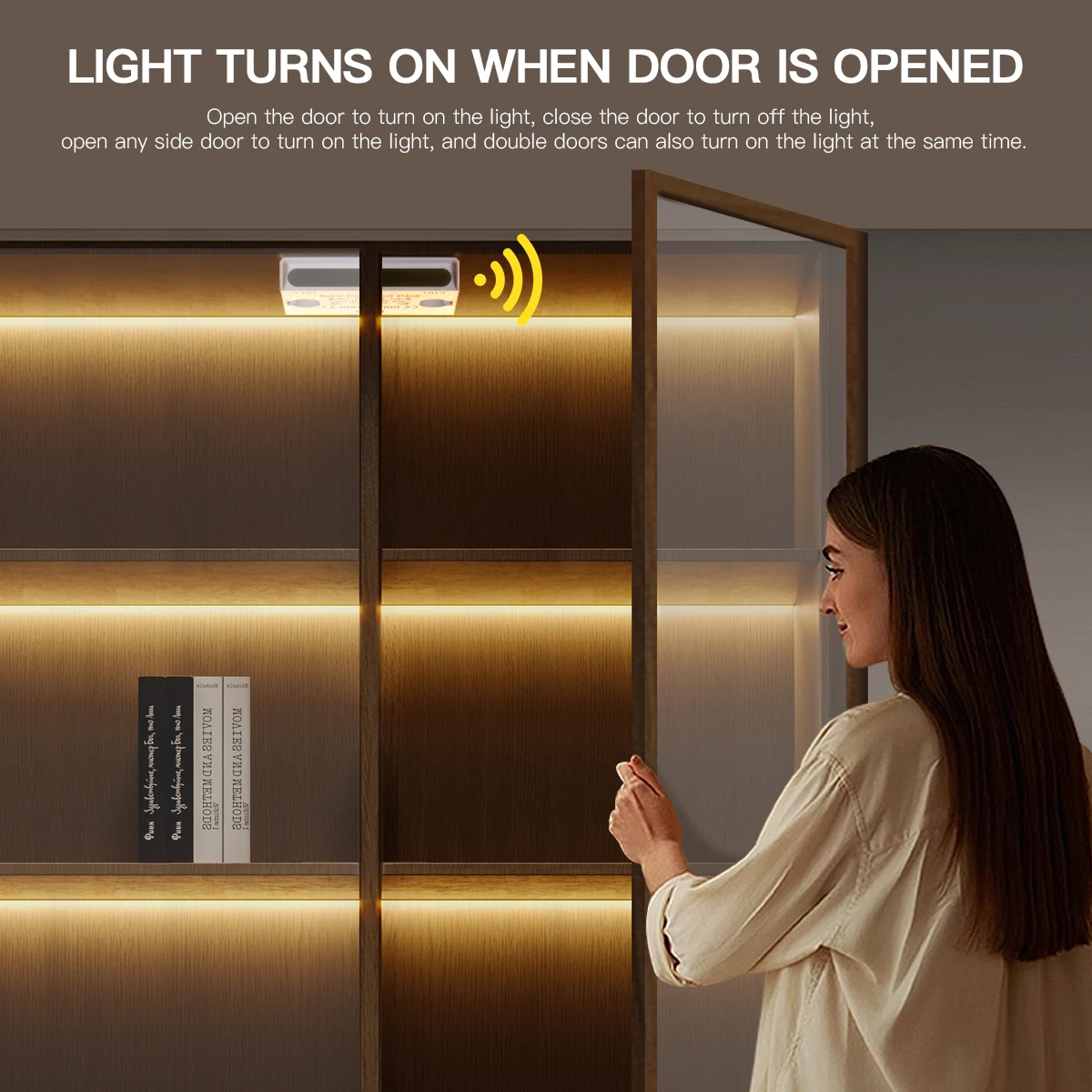 Smart Door Proximity Sensor Control LED Under Cabinet Lights 12V COB LED Strip Showcase Wardrobe Lamp Backlight For Room Kitchen