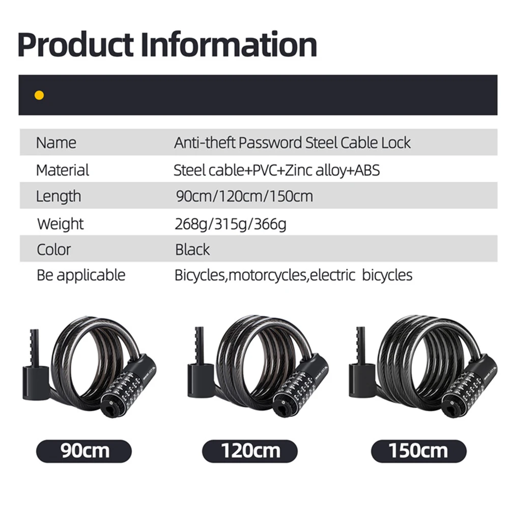 WEST BIKING-Serrure de sécurité antivol pour vélo électrique, cadenas à fil pour moto, scooter, vélo de route de montagne