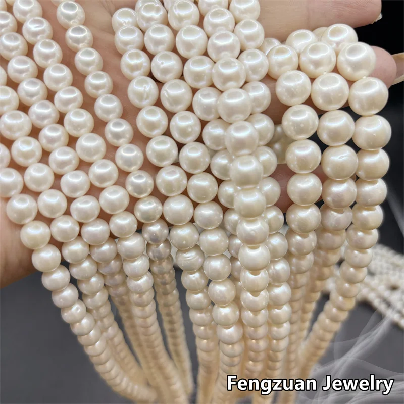 Zhuji China Natural Round Pearl Strand Length Factory Price Fresh Water Pearl Strand for Women Necklace