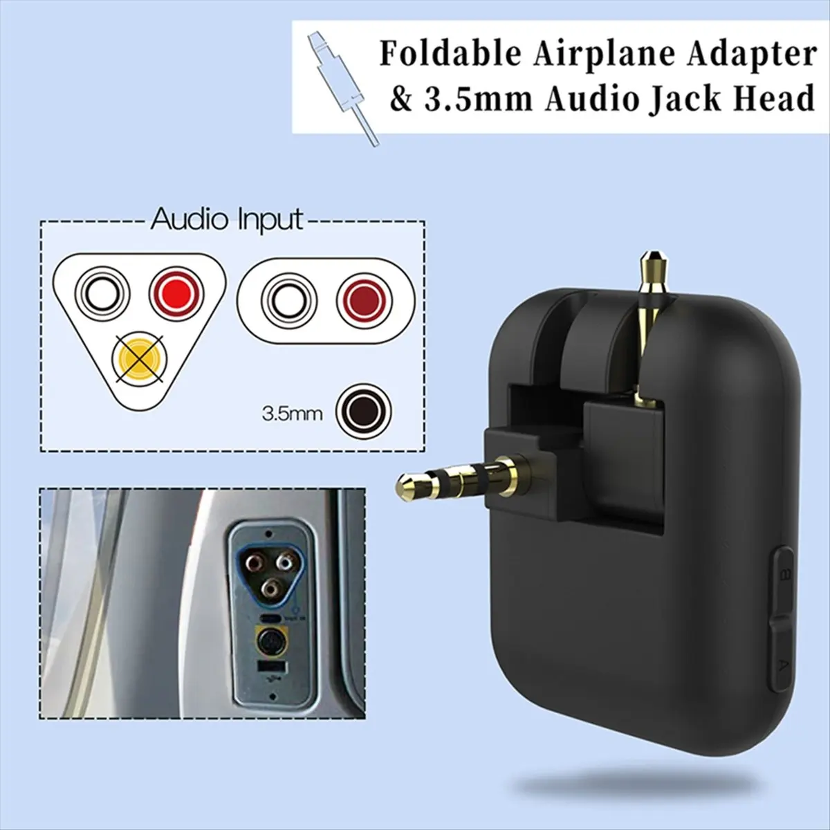 DTD1007-HOT-Fly01 Bluetooth 5.0 Transmitter for Airplane Audio, HD Transmitter with 3.5 mm Jack Audio Adapter Dongle