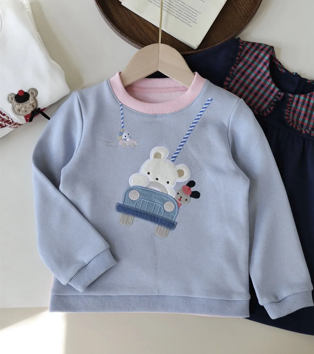 

Fall kids girls clothes baby boys clothes Cartoon teddy bear pattern embroidery Cute boy and girl hoodies pullover sweatshirt