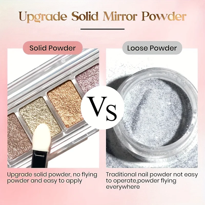 6 Farben Glitzer Nagel pulver Palette - Metallic Spiegel effekt Gel politur für DIY Nail Art und Salon verwenden
