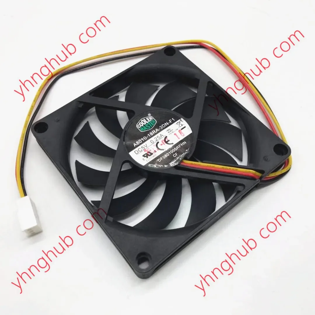 Cooler Master A8010-18RA-3DN-F1 DC 5V 0.25A 80x80x10mm 3-Wire Server Cooling Fan