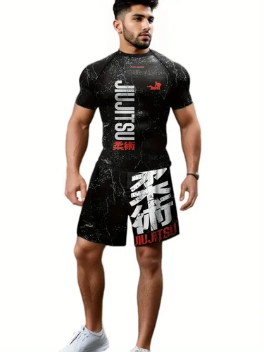 Imagen 2 del producto Cody compresión MMA camisetas + Pantalones Muay Thai pantalones cortos hombres jiu jitsu BJJ Rashguard Fitness chándal camisetas de boxeo traje deportivo