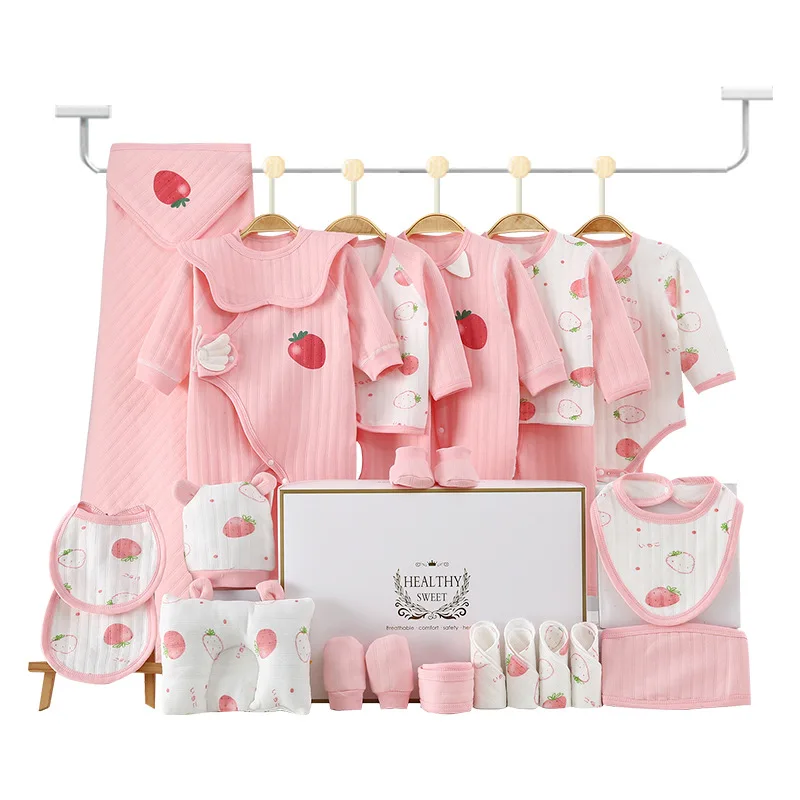 20/22/24 pieces/lot Newborn Baby Clothing Set Girls 100% Cotton Infant Spring Autumn Outfits Baby Rompers Hat Bib Clothes Suit