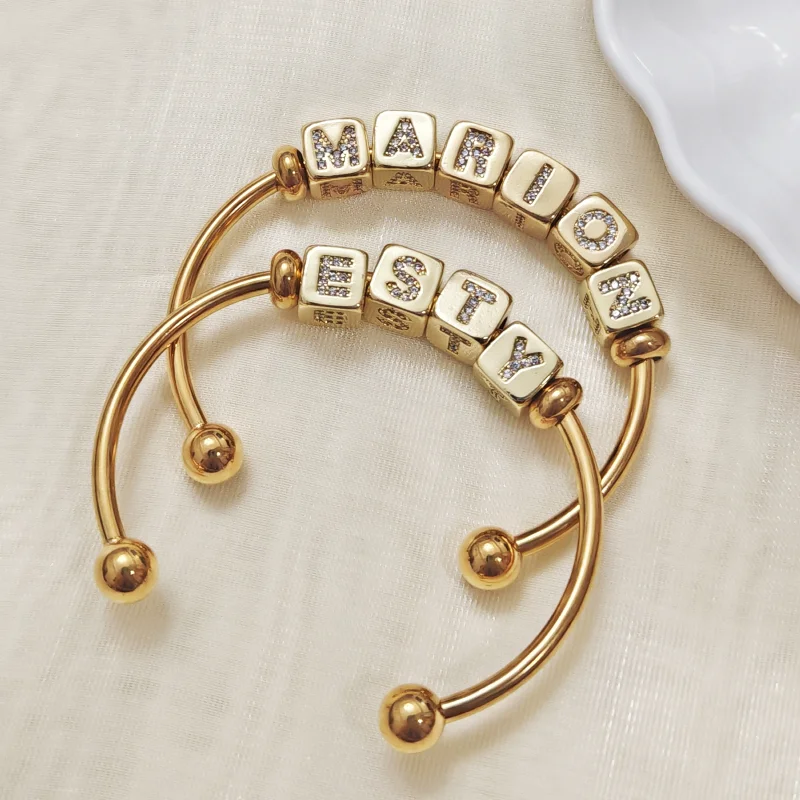 سوار مخصص شخصية كتلة الشكل اسم المرأة سوار هدية مجوهرات العيد