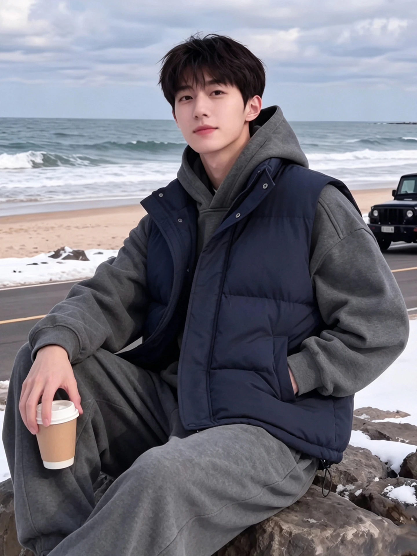 Men's Oversized Cotton Vest Autumn Winter Warm No-Sleeve Fashionable Casual Style Teenagers All-Match Simple American Style