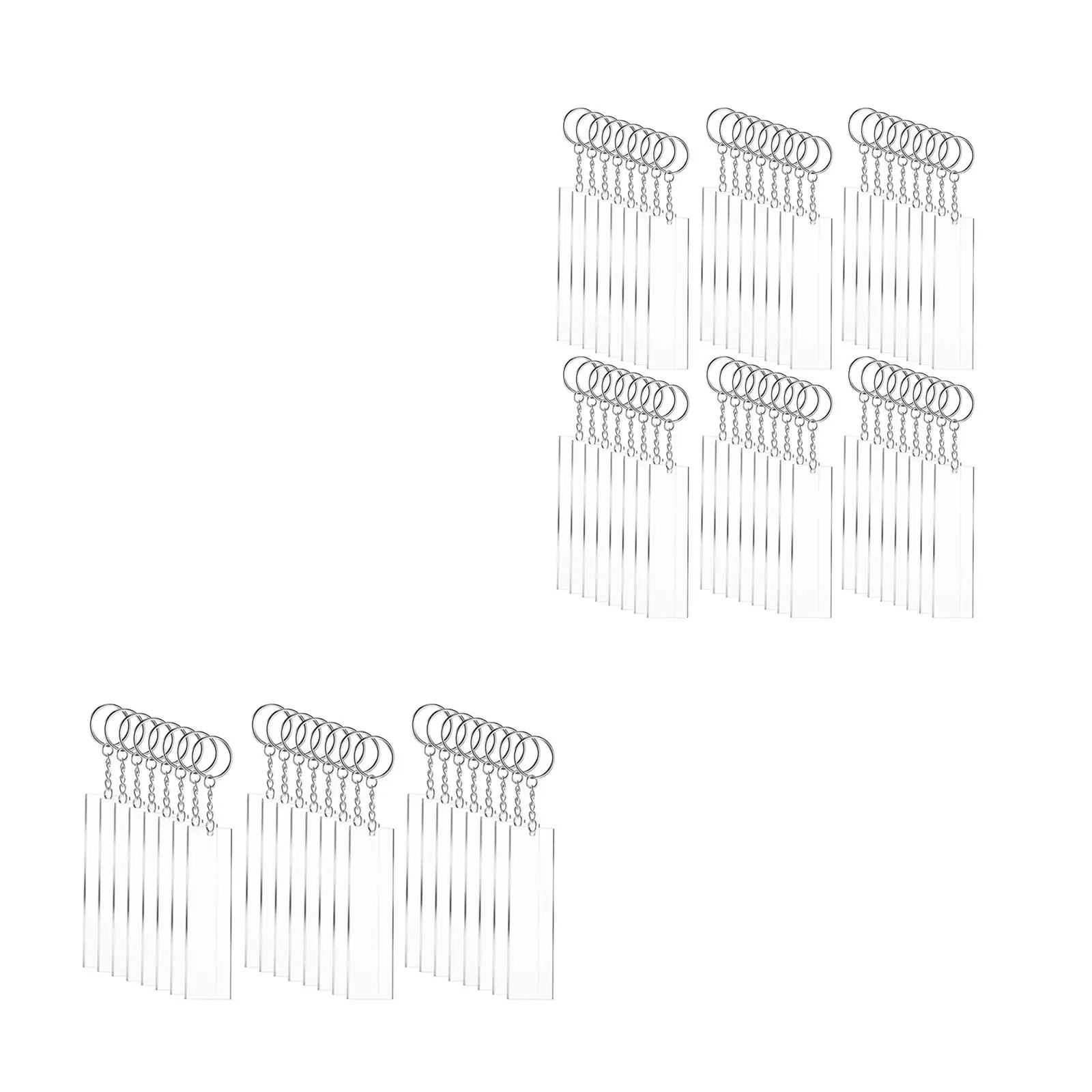 Rectangle Acrylic Keychain Blank Set Gifts Supplies Hardware Ornament Crafts Set