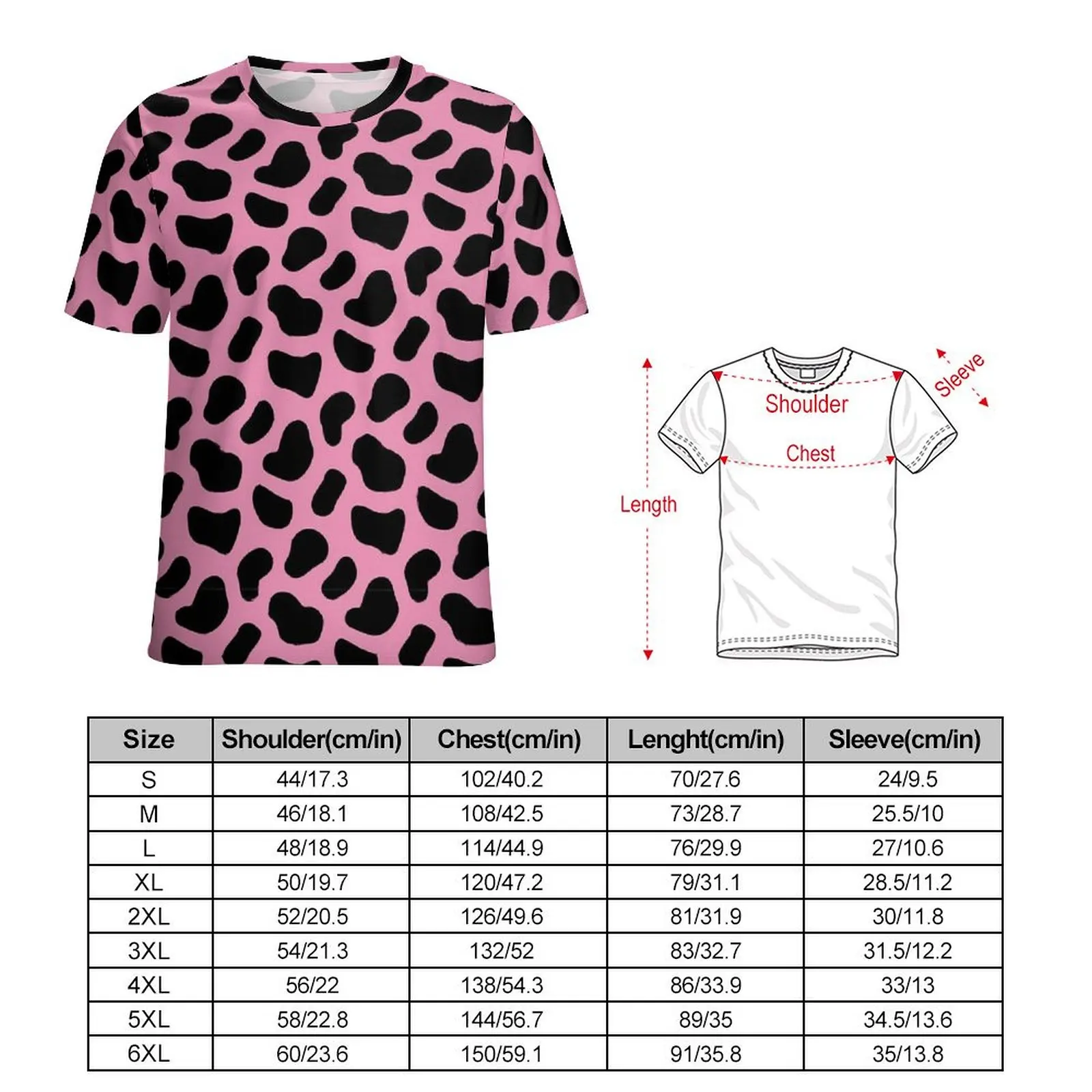 Men Cute Dalmatian T-Shirt Pink And Black Novelty T-Shirts Short Sleeve Tops Dropshipping Premium Streetwear Plus Size Top Tees