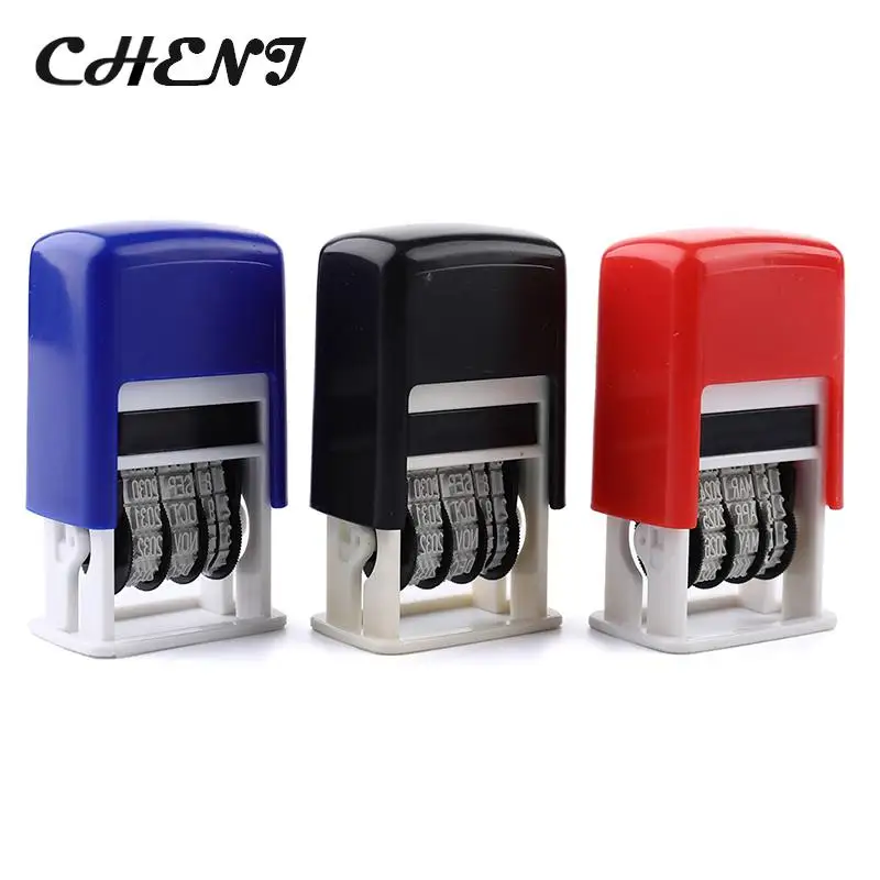 Mini Self-Inking Selos para DIY, Handle Conta Data Stamps, Stamping Mud Set, Material de Escritório, Emboss