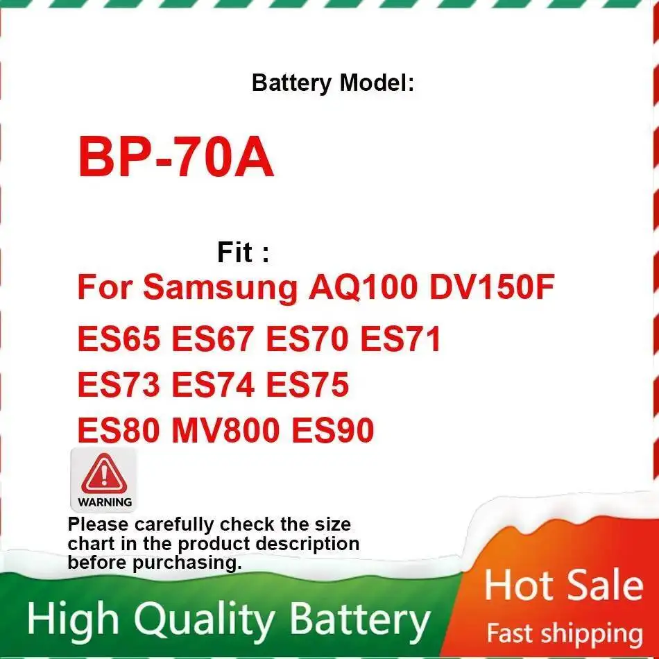 Аккумулятор для камеры BP-70A 1200 мАч для Samsung AQ100 DV150F ES65 ES67 ES70 ES71 ES73 ES74 ES75 ES80 MV800 ES90 Аккумулятор для камеры BP-70A 1200 мАч для Samsung AQ100 DV150F ES65 ES67 ES70 ES71 ES73 ES74 ES75 ES80 MV800 ES90