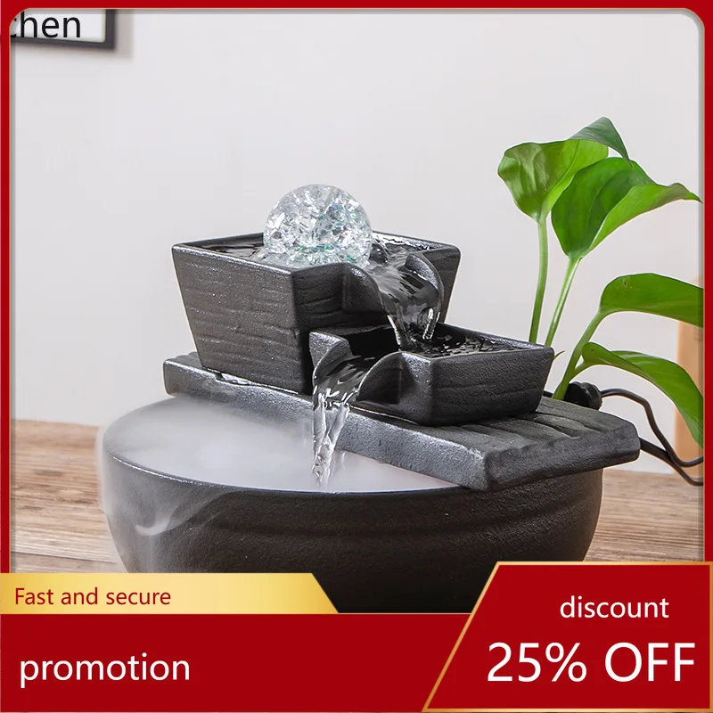 

HXL Ceramic Round Circulating Water Fish Tank Water Feature Automatic Ornament