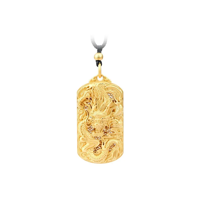 Retro Ancient Style Dragon Soars Across The Four Seas Necklace for Men Women Dragon Pendant 24K Gold Plated Luxury Jewelry Gifts