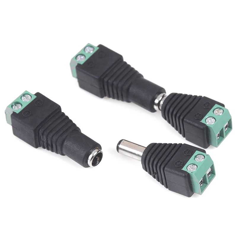 Conector do adaptador macho e fêmea Plug Jack, 2.1x5.5mm, 5 pares