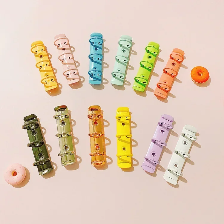 A8 Stationery Binding Clip Elastic O-shaped Multi-color Adjustable Iron Clip Mini Loose Leaf 3-hole Clip Metal Loose Leaf Rings