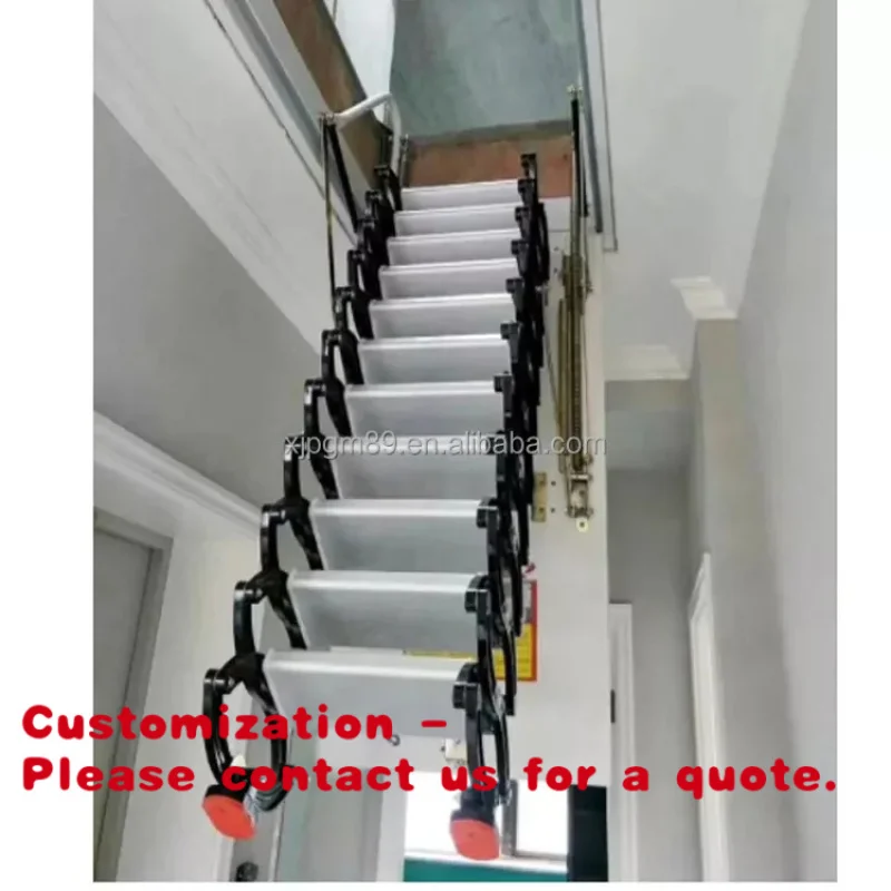 Customize.Automatic Telescopic Ladder Durable Aluminum Folded Stairs Industrial & Use OEM & ODM Supported