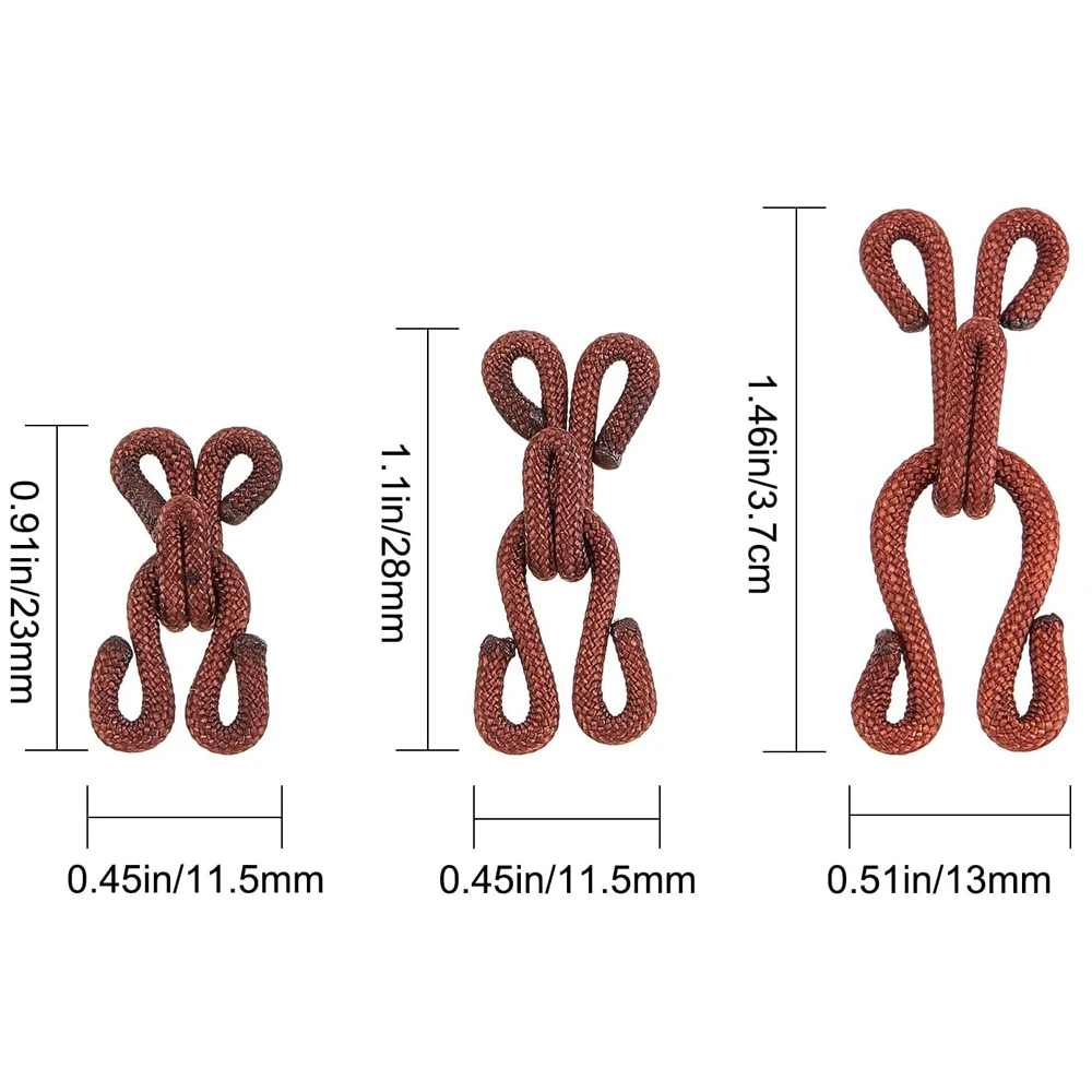 30PCS 3 Sizes Large Covered Sewing Hooks and Eye Closure Hook Eye Latch Clothing Hooks Replacement for Fabric Coat Dress