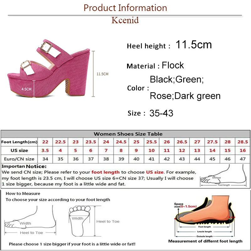 Kcenid Women's High Heels Sandals Platform Buckle Strap Wedge Shoes Summer 2025 Ladies Slip-On Sandalias De Mujer Plus Size 43