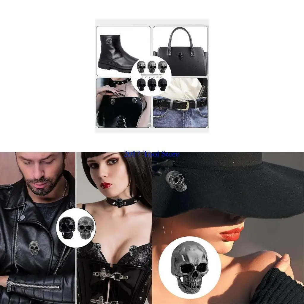 K92A Skull Rivets Studs with Drilling Tool Skeleton Pins Skull Head Button Screws