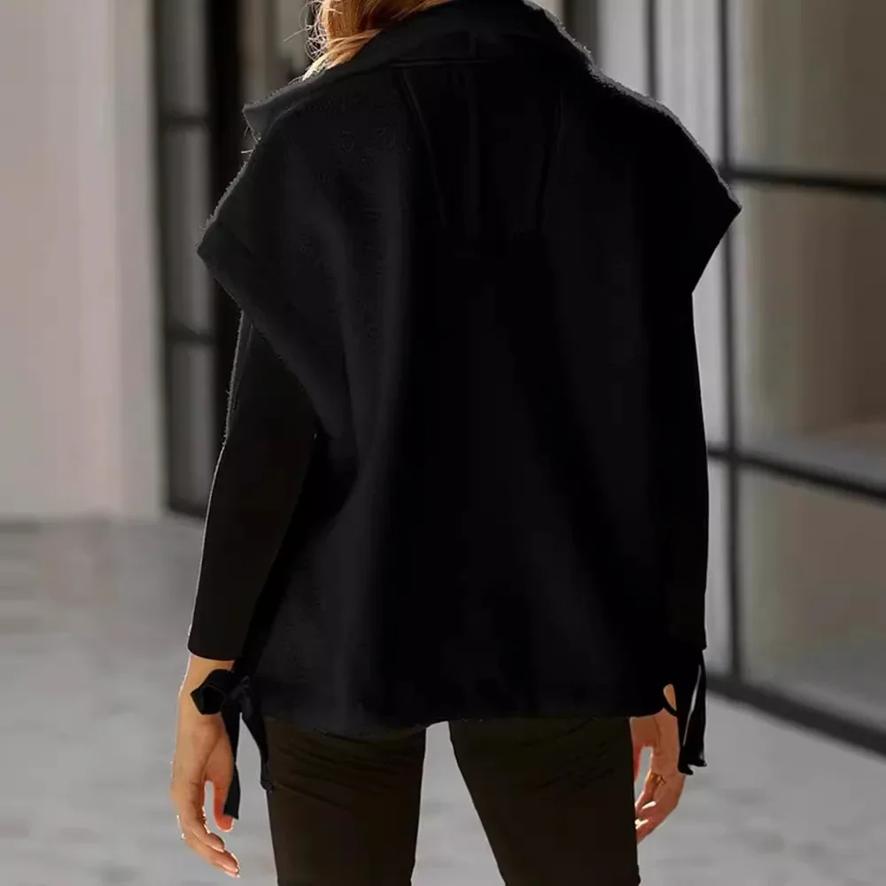 Women's Plush Vest Loose Sleeveless Faux Lamb Wool Jacket Button-down Vest Jacket Coat Autumn Winter