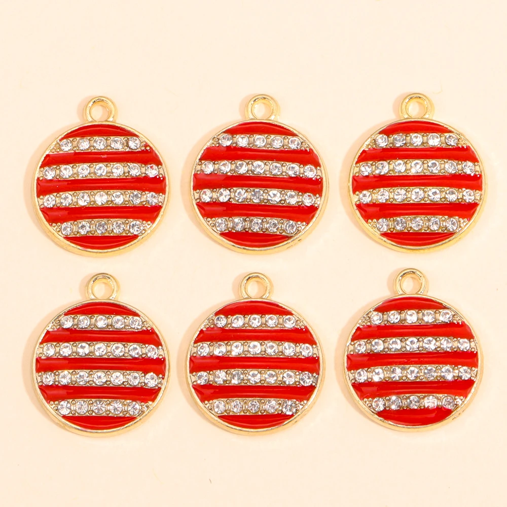 10 Stück Mix Weihnachts-Charms, 12 Stile, glänzender Zirkon, Schneeflocke, Weihnachtsbaum, Süßigkeiten-Anhänger, Ohrringe, Halskette für DIY-Schmuckherstellung – Detail 16