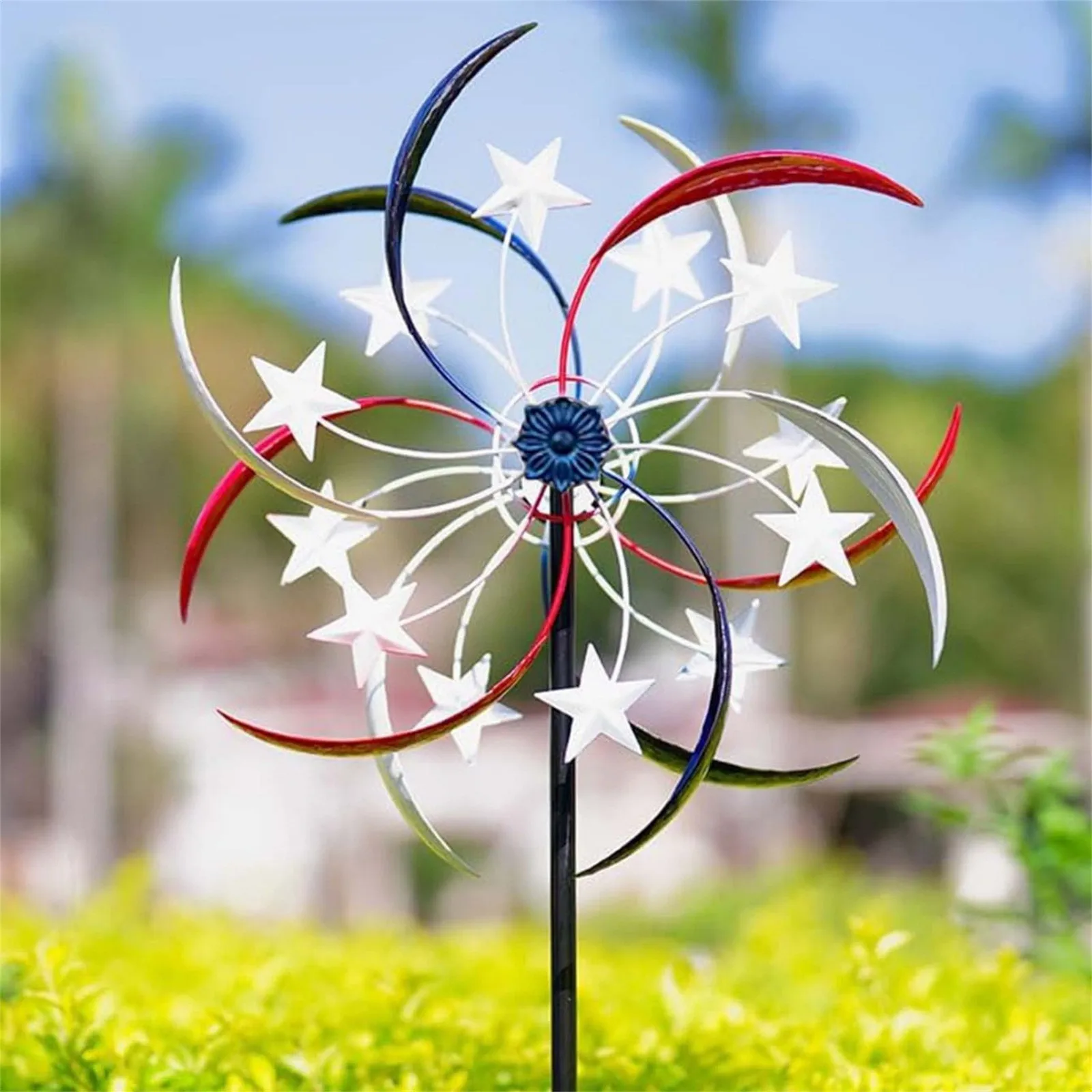 Wind Spinners, 64 Inch Tall Wind Spinners Outdoor Metal Large, Red White Blue Wind Spinners For Yard And Garden Outside Patio
