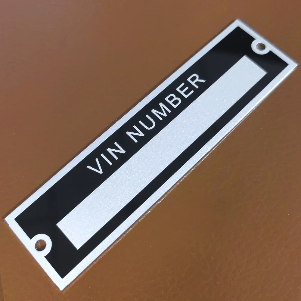 95 X 25mm Aluminum ID Tag VIN Serial Plate Vehicle Identification Number Motorbike Caravan RV Camper Parts