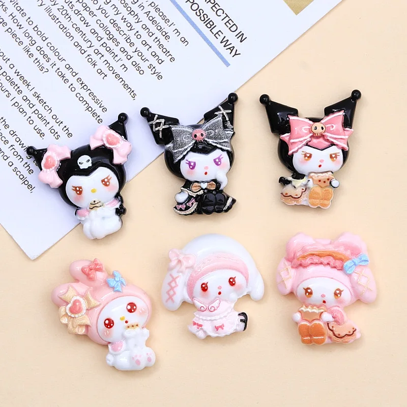 10 Pcs New Kawaii Cartoon bow Princess, Girl Anime Characters Resin Scrapbook Diy Jewelry Children Gift Hairpin Accessories