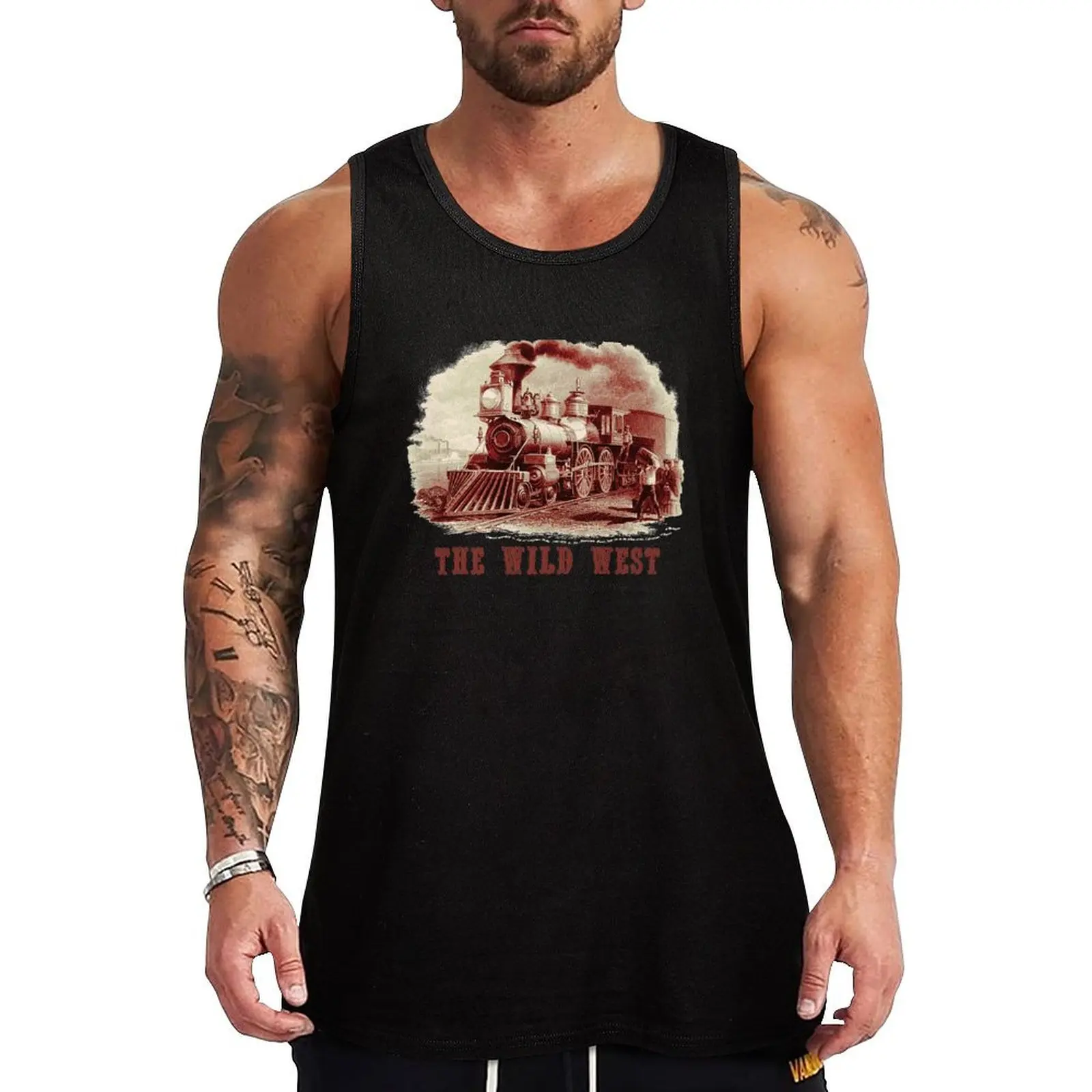 

Wild West Vintage Steam Train Tank Top Rugged Tank Top Workwear Casual Sleeveless Shirt