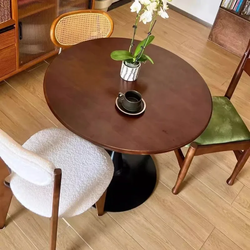 

Solid Wood Sofa Side Table White Wax Wood Small Round Tables Nordic Creative Bedroom Bedside Balcony Coffee Shop Golden Tables