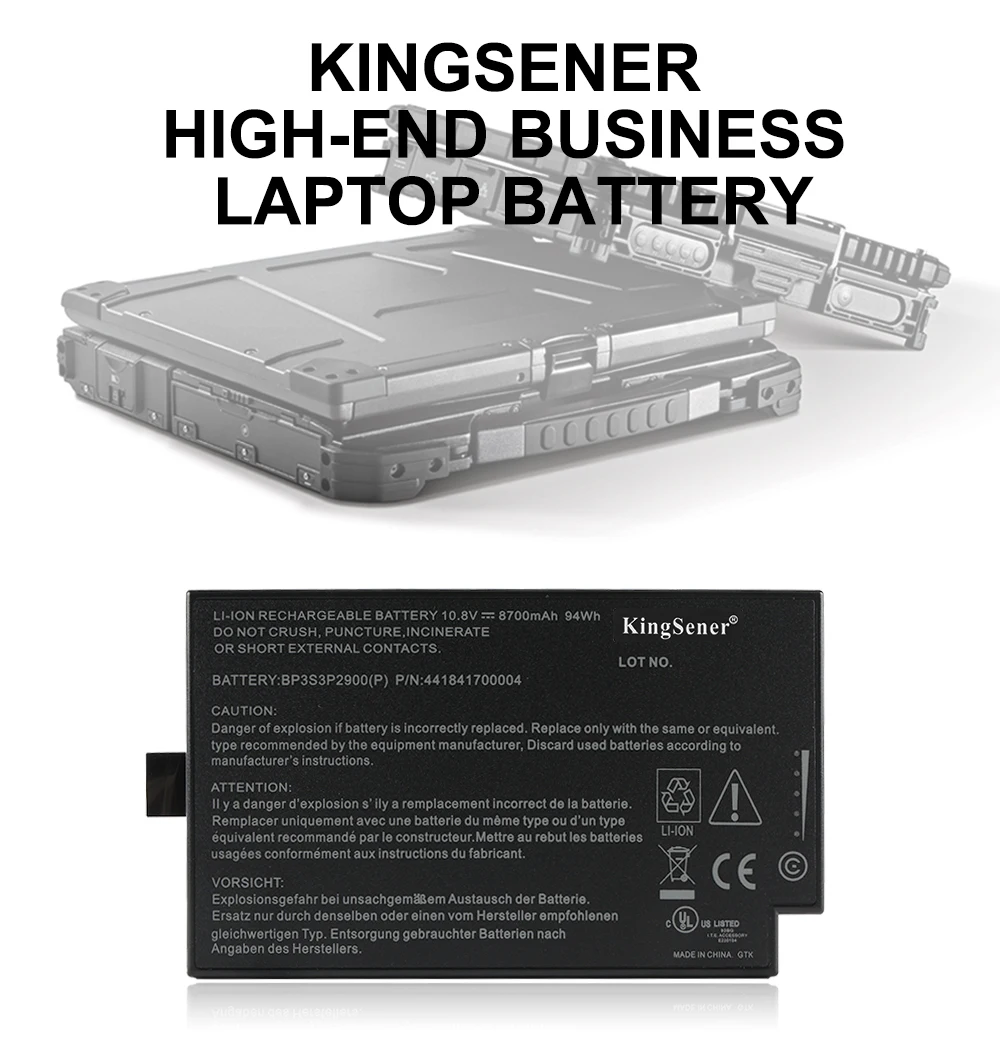 KingSener baterai Laptop, 10.8V 8700mAh Battery untuk Getac B300 B300X ((P) 4418144000490 3ICR19/66-3 BP3S3P3450-2