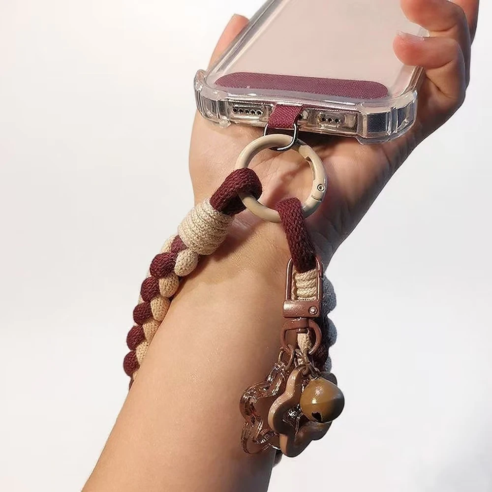 Simple Woven Mobile Phone Keychain Lanyard Wrist Ins Anti-Breakage And Drop Resistance Small Hanging Rope Pendant Accessory Gift