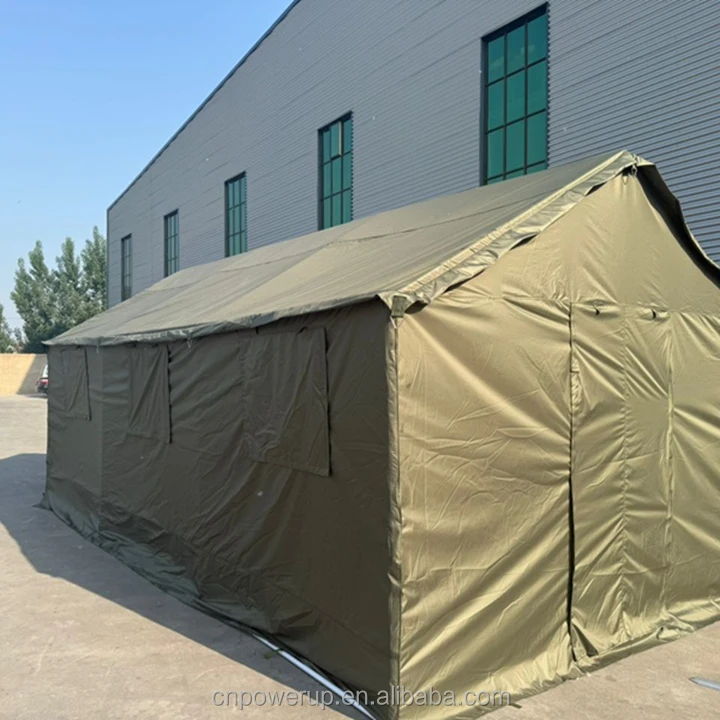 hit product3x6M 18SQM Emergency Disaster Tent, Split Cotton Fabric & Galvanized Steel Frame for Relief Use