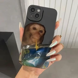 Phone Case For iPhone 11 12 13 14 15 16 Pro Max XS X XR 7 8 Plus SE 2020 2022 Monkey Drinking Juice Printed Soft Silicone Cover