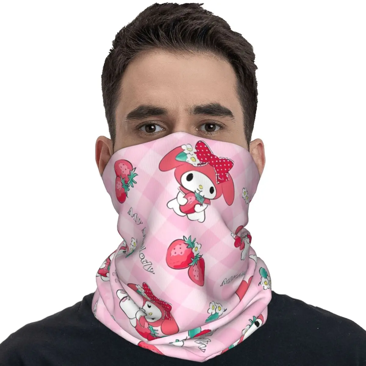 

My Melody Strawberry Bandana Funny Cycling Mask Hunting Fishing Dustproof Balaclava Pattern Soft Bike Face Masks