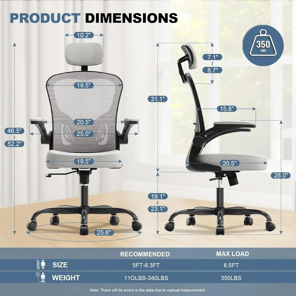 Ergonomic Office Chair Big and Tall, 350LBS Capacity, 6'5