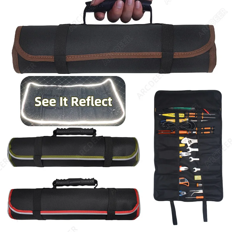 Roll Up Tool Bag Organizer 22 Pouches Compact Portable Tool Storage Bag Waterproof Small Tool Bag for Car Mechanic Electrician