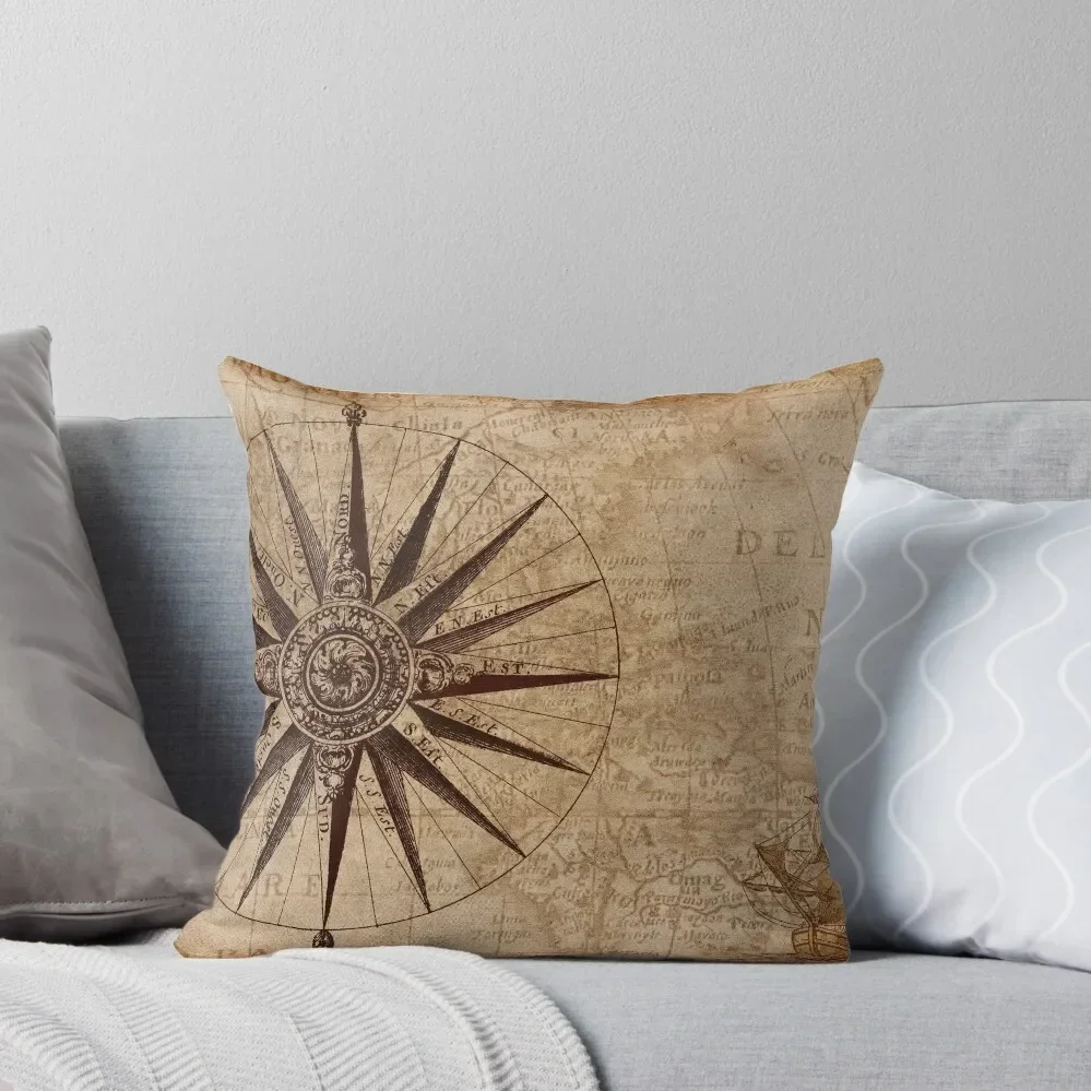 

Map with compass Throw Pillow Sofa Covers Cushions For Decorative Sofa Pillow