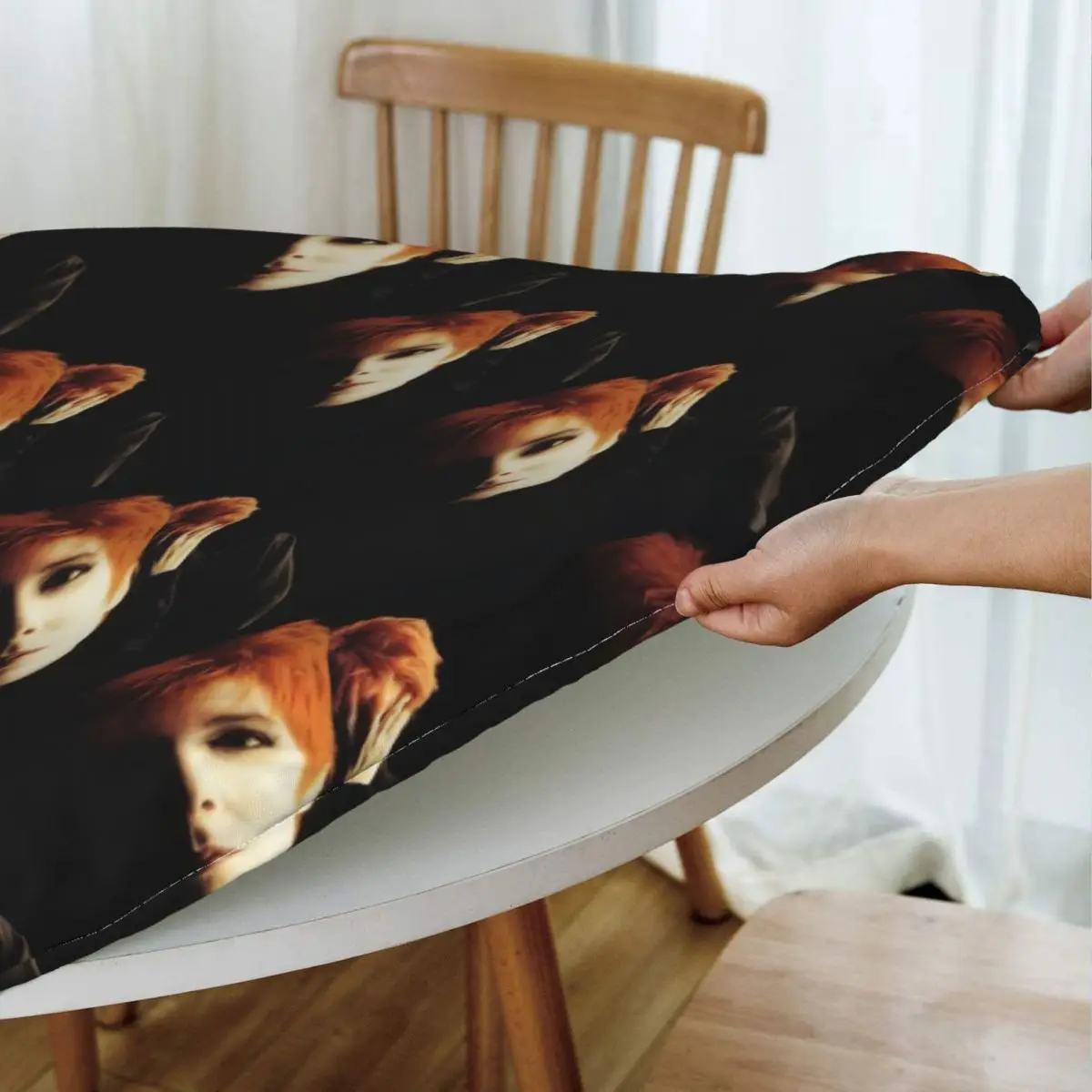 Mylene Farmer Desenchantee 1 Waterproof Round Tablecloth Oilproof Table Cloth for Kitchen Events Dining Table Cover