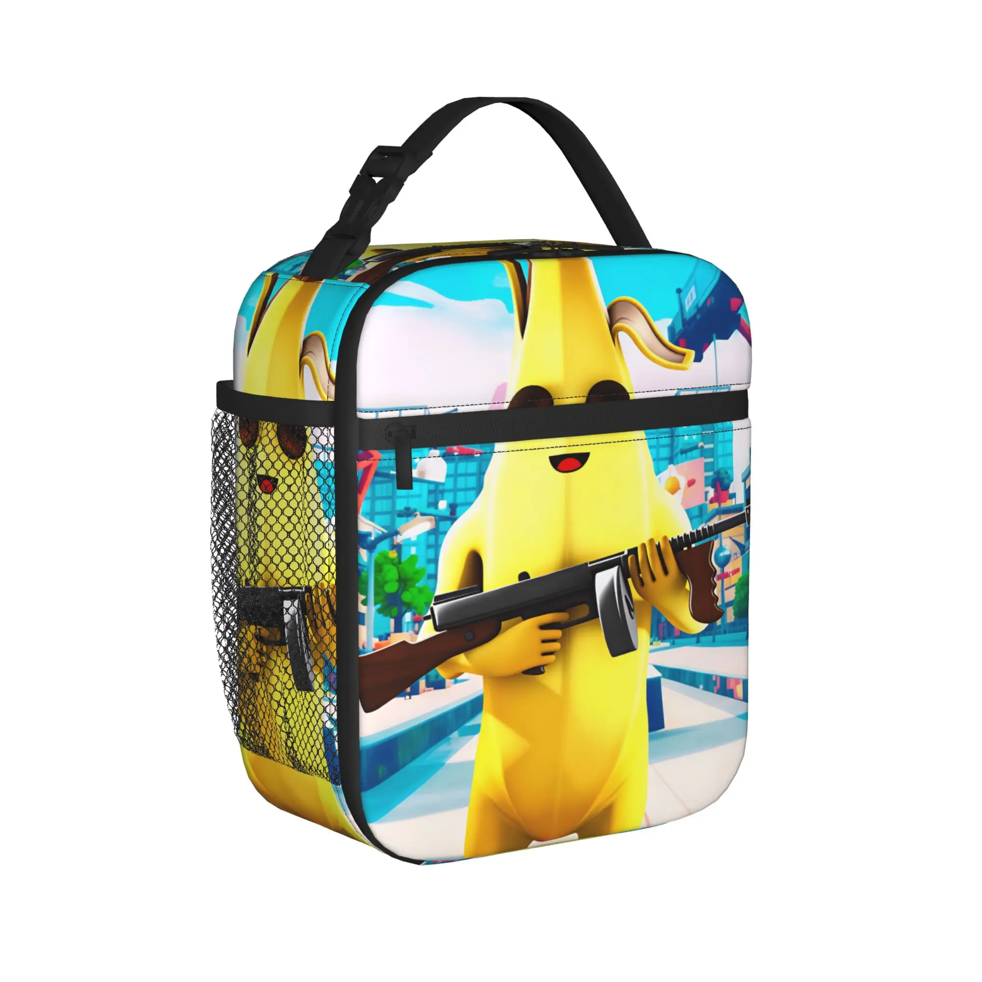 Peely Victory Royale Banana  Lunch Bag For Child  Print Lunch Box Fun School Cooler Bag Portable Zipper Oxford Thermal Lunch Bag