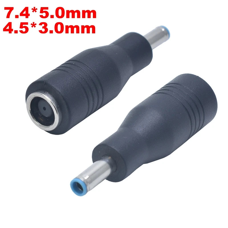 Right Angle Connector 7.4*5.0mm To 4.5*3.0mm DC Power Charger for HP Dell Blue Tips Copper Core Laptop Adapter