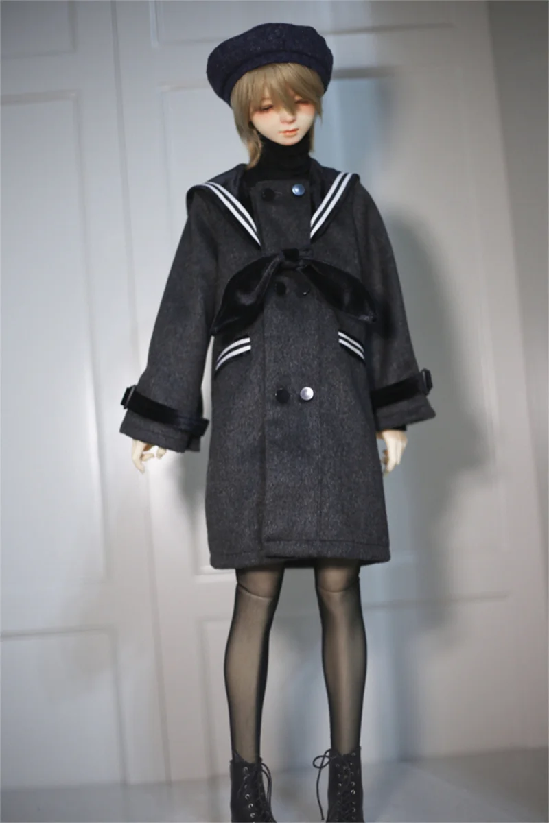 【30days made】1/3 1/4 Scale BJD Dolls Loose Navy Collar Long Style Cashmere Coat for ID75 POPO68 Uncle SD10 Action Figure Toys