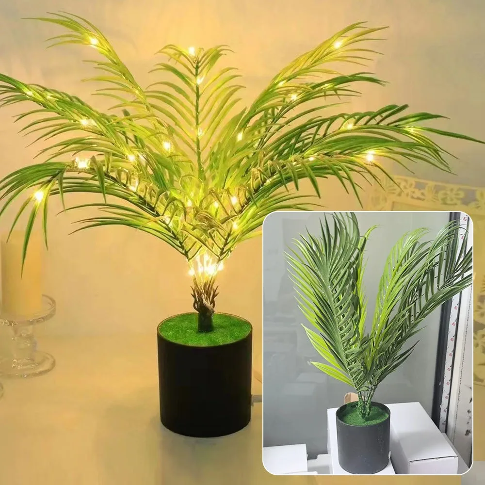 New LED Night Light Simulated Green Plant Potted Plant Luminous Desktop Ornaments Office Bedroom Warm Lamp USB Desk Lamp