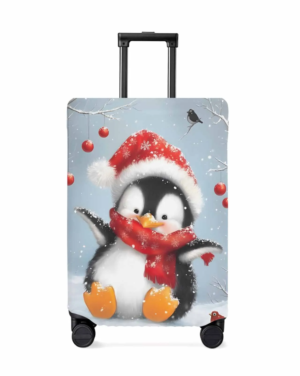 Christmas Lantern Bird Penguin Oil Painting Elastic Baggage Cover For 18-32 Inch Suitcase Case Dust Cover Travel Accessories