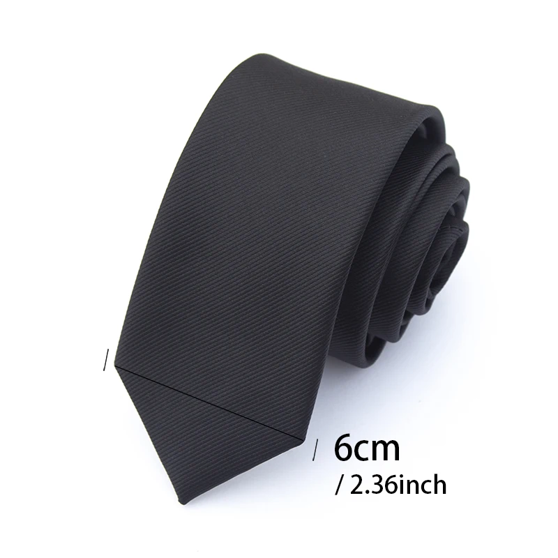 6cm, 7cm, 8cm Luxuriöse Schwarze Krawatten für Herren Einfarbige Jacquard-Krawatte Täglicher Gebrauch Business-Krawatte Bräutigam Hochzeit Party Accessoires – Detail 5